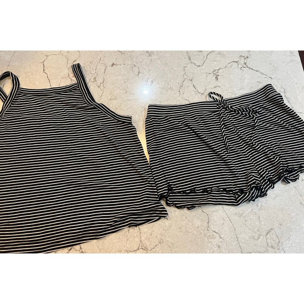 Maromie Black & White Striped Pajama Set | Size L | NWOT